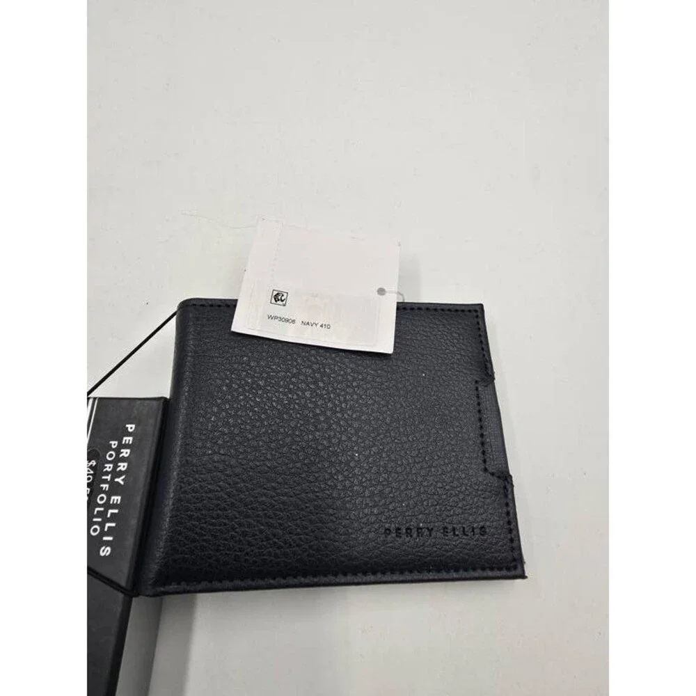Perry Ellis Portfolio Saffiano Pebble Bifold Wallet Men's One Size - Black